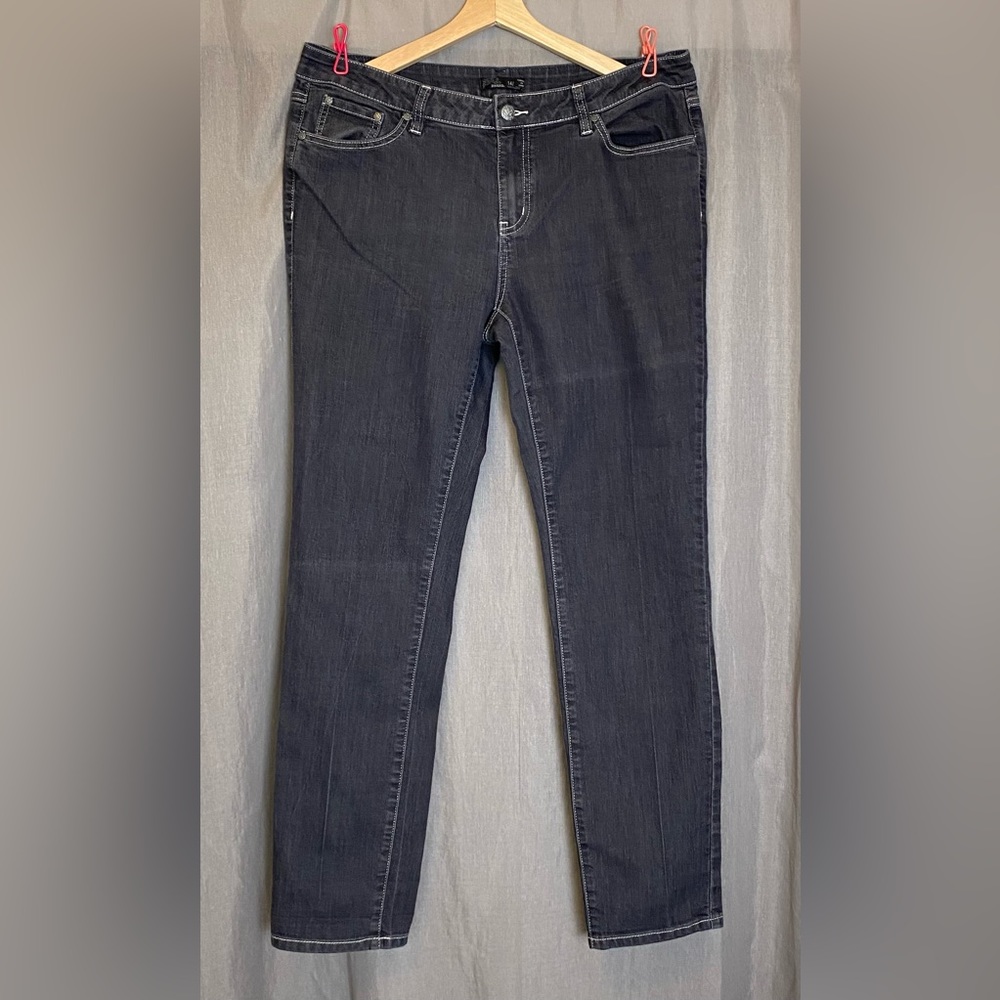 PrAna Kara Jeans Grey Denim Skinny Mid rise Size 14